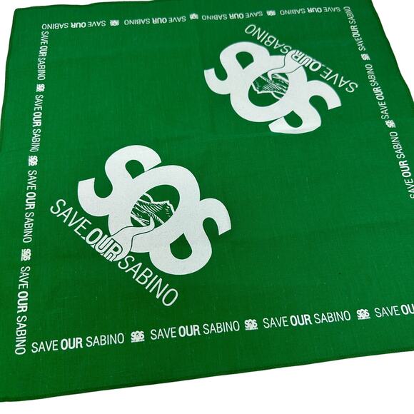 SOS Save Our Sabino Canyon Tucson Arizona 14" Square Handkerchief Green White - Picture 2 of 3
